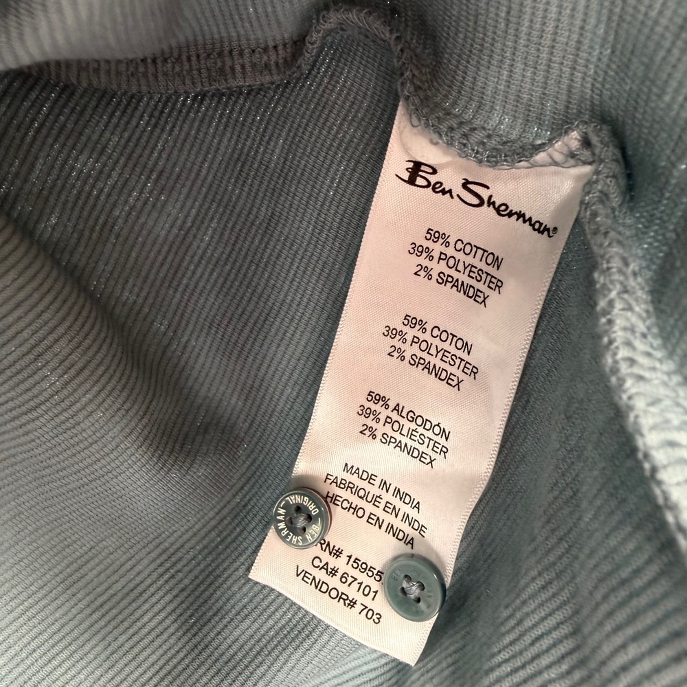 Ben Sherman Cotton Blend Polo Shirt Mens XL Smoke Blue New Textured Short Sleeve - Picture 3 of 7